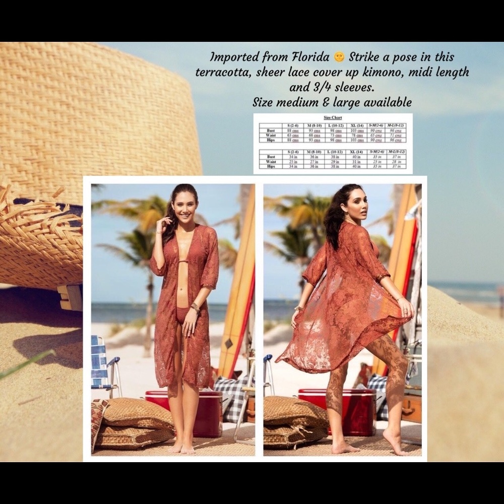 🆓 shipping 🆕 imported terracotta Kimono cover up or wear as lingerie robe 💡